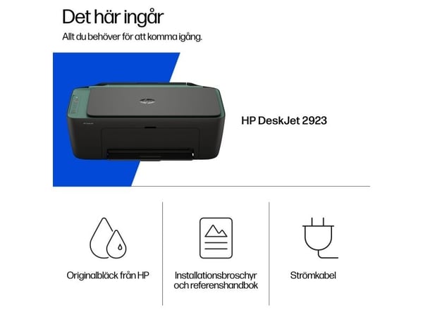 HP DeskJet 2923 Trådløs All-in-One Farge Skriver, Termisk blekk-dyse, Fargeutskrift, 4800 x 1200 DPI, Fargekopiering, A4, Grå