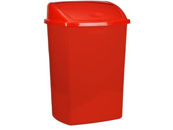 Avfallsbeholder, V-Part, rød, plast, 26 l, med svinglokk, klargjort for veggmontering