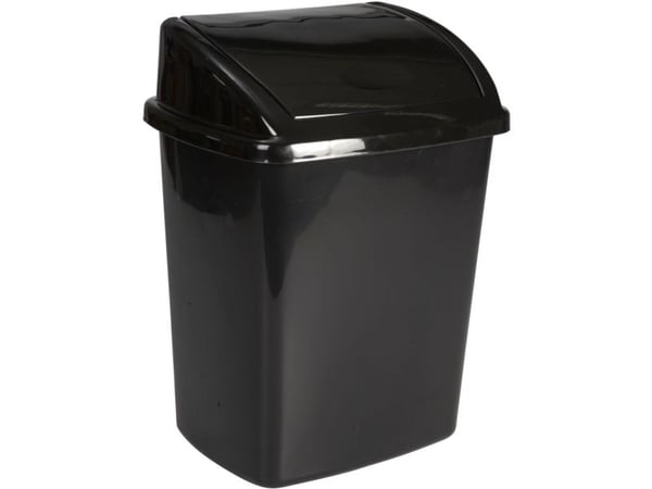 Avfallsbeholder, V-Part, svart, plast, 8 l, med svinglokk, klargjort for veggmontering