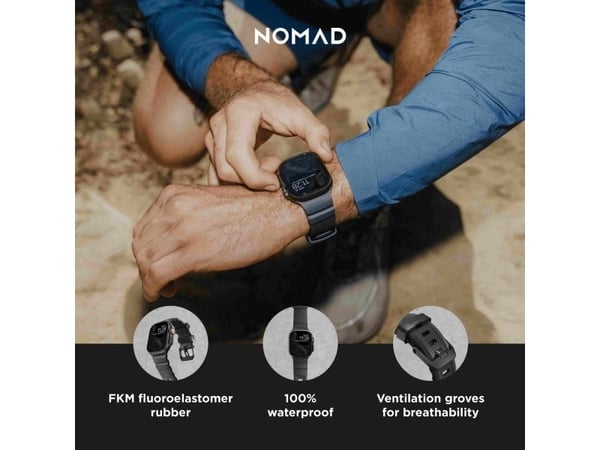 Nomad Rocky Point Band, Band, SmartWatch, Svart, Apple, Ultra / 46mm, Läder, Titan
