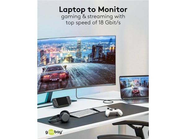 Goobay 75696, 1 m, USB Type-C, HDMI, urosliitin, urosliitin, suora, suora