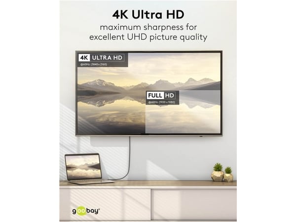 Goobay 75705, 2 m, USB Type-C, DisplayPort, Hanstik, Hanstik, Hanstik, Lige