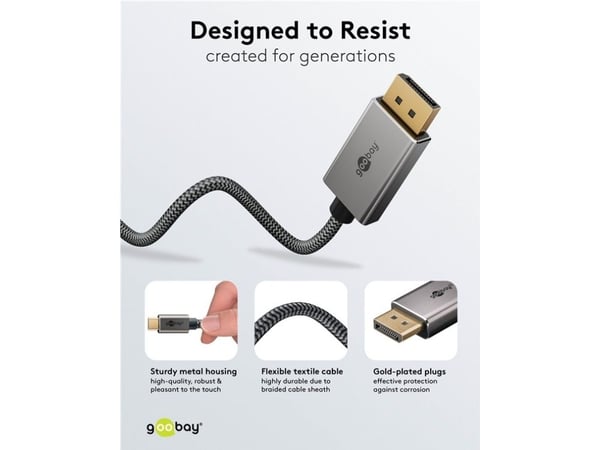 Goobay 75709, 3 m, USB Type-C, DisplayPort, Hanstik, Hanstik, Hanstik, Lige