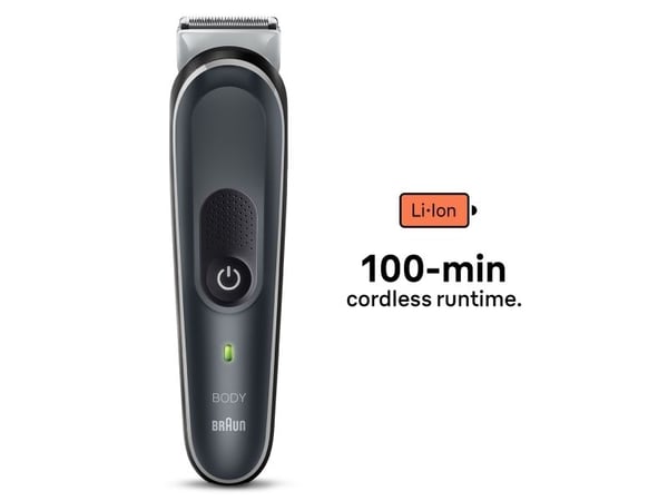 Braun BG5350, Sort, Sølv, 0,5 mm, 1,1 cm, Opladning, Vekselstrøm/batteri, 100 min.