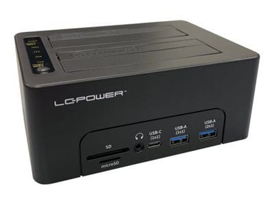 LC Power LC-DOCK-C-MULTI-HUB - HDD-dokkestasjon - brønner: 2 - 2,5" / 3,5" delt - SATA - USB 3.2 (Gen 2x1) - svart