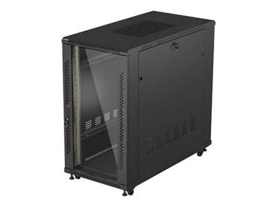 Lanberg FF01 series - Rack skåp - 600 x 1200, platt paket, med glasdörr - med 6 kylfläktar - fristående - svart, RAL 9004 - 22U - 19"