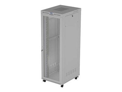 Lanberg FF01 series - Rack skåp - 800 x 1000, platt paket, med glasdörr, LCD - med 6 kylfläktar, termostat, LCD-skärm - fristående - grå, RAL 7035 ...