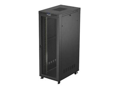 Lanberg FF01 series - Rack skåp - 800 x 1200, platt paket, med glasdörr - med 6 kylfläktar, termostat, LCD-skärm - fristående - svart, RAL 9004 - 4...