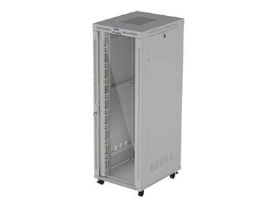 Lanberg FF01 series - Rack skap - 800 x 1000, flat pack, with glass door, LCD - med 6 kjølevifter, termostat, LCD-skjerm - fritt stående - grå, RAL...
