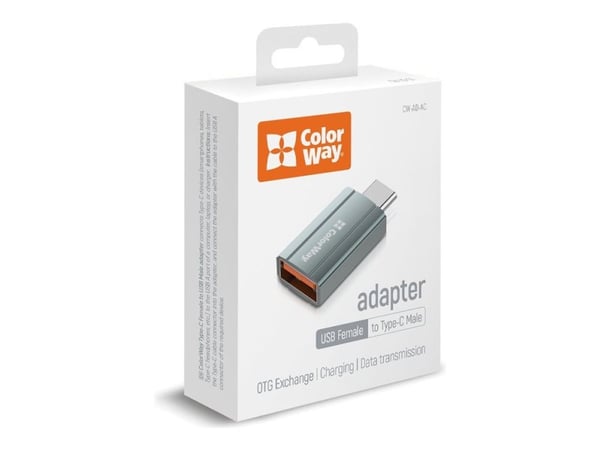 ColorWay - USB-adapter - USB (hunn) til USB-C (hann) - USB 2.0 - 3 A - grå
