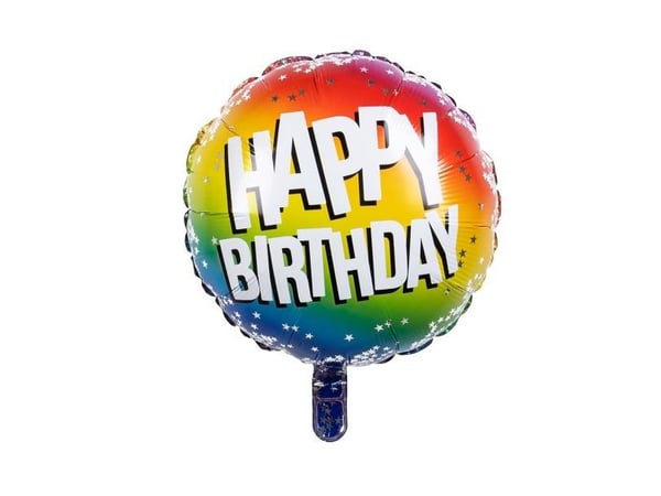 Regnbue Happy Birthday folieballong