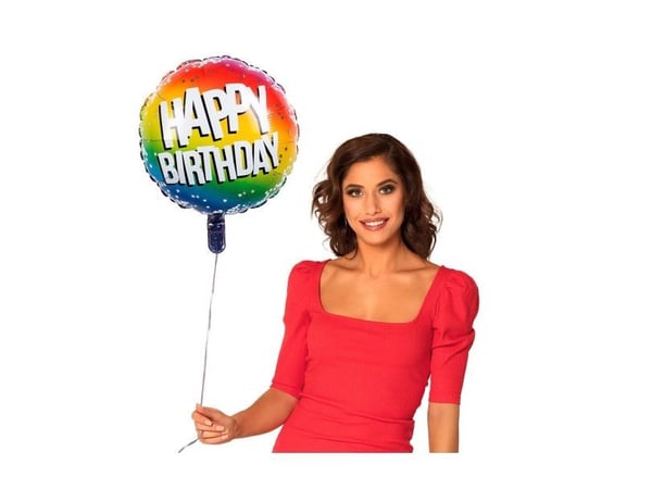 Regnbåge Happy Birthday folieballong