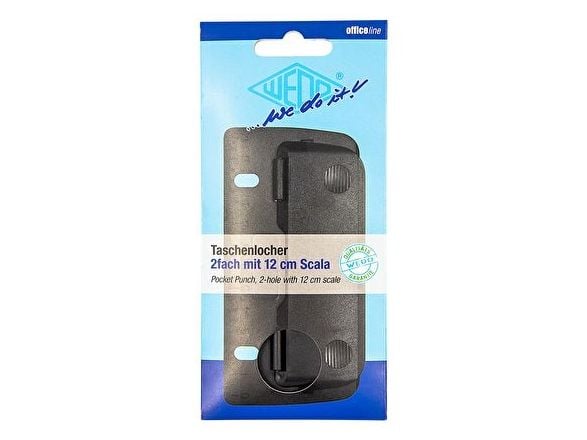 WEDO lommehullhullstanser, stansekapasitet: 3 ark, svart plast, flat, kan også files, metall (67 801)