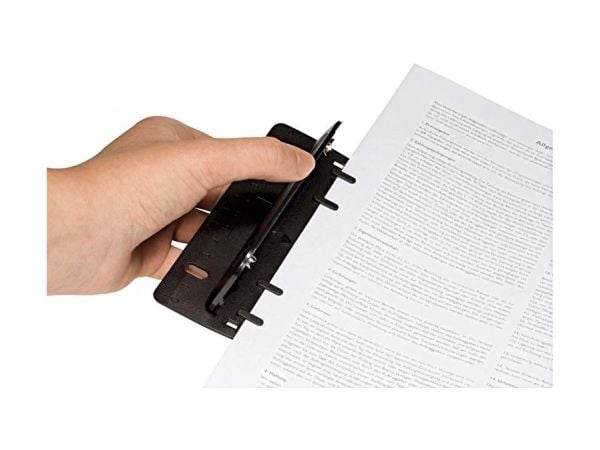 WEDO lommehullhullstanser, stansekapasitet: 3 ark, svart plast, flat, kan også files, metall (67 801)