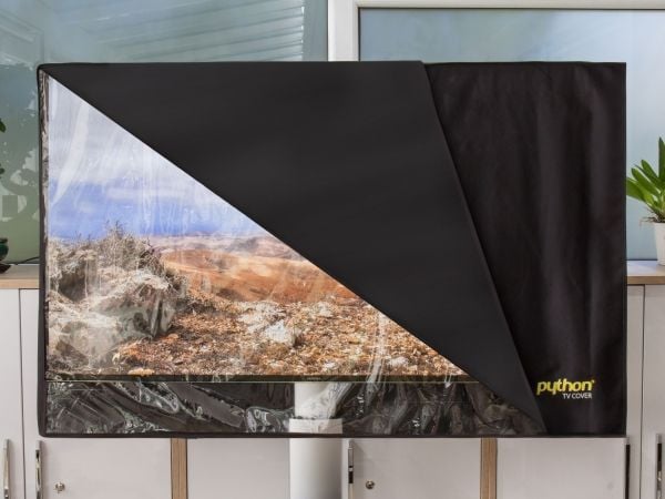 Python®-sarjan TV-suoja sisä- ja ulkotiloihin - säänkestävä yleissuoja televisiolle tai monitorille, 58x38 cm, 22" - 24" (TV-C0122)