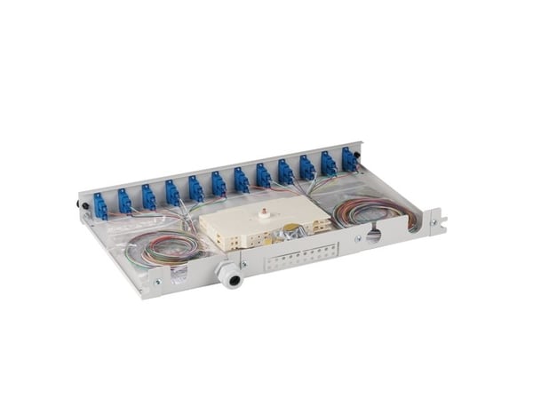 Skjøteboks SC 9/125µ OS2 uttrekkbar 12 pigtails / 6 koblinger (B71223L12)