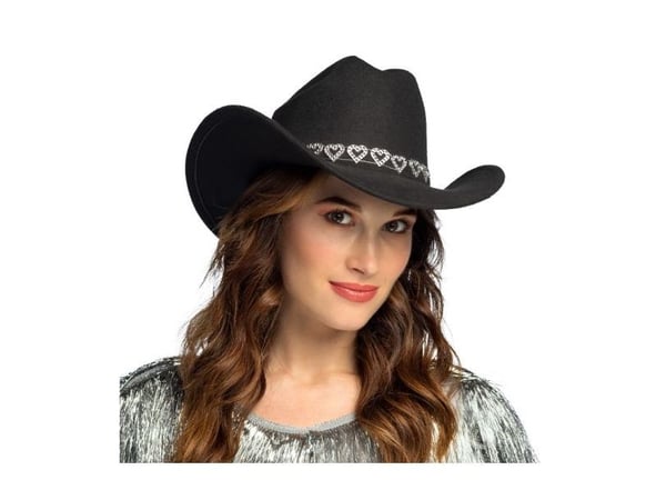 Cowboyhatt med sølv hjerter
