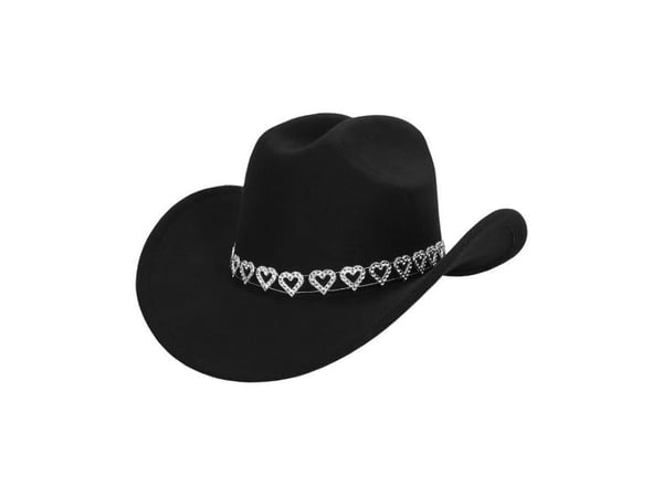 Cowboyhatt med sølv hjerter