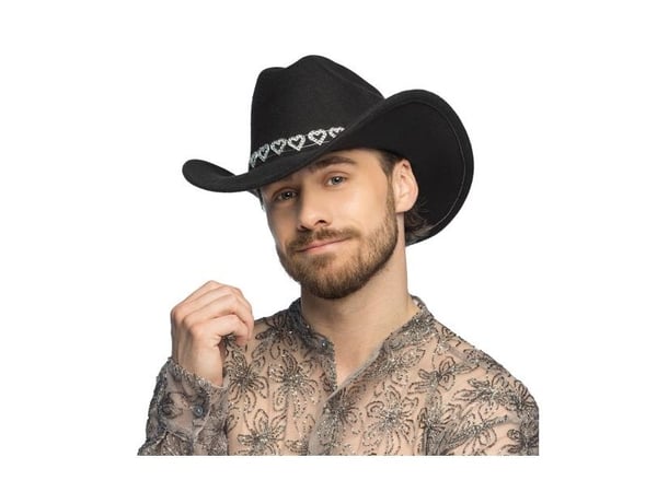 Cowboyhatt med sølv hjerter