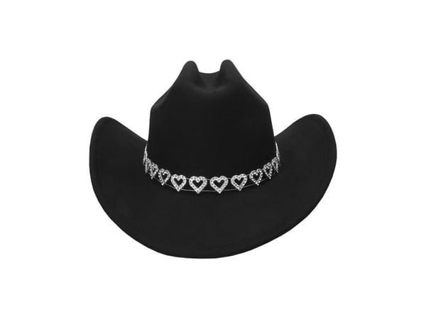 Cowboyhatt med sølv hjerter