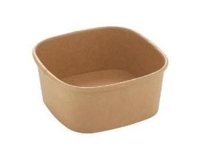 Bolle firkantet 130 x 130 x 56 mm 600 ml Kraft med PE brun, 6 pk x 50 stk/kart