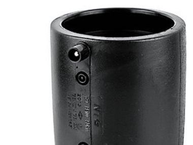 El-sveismuffe 200 mm PN10 – PE100-SDR17. 40V. 4,0 mm PIN. DK-VAND. NTG