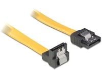 Delock - SATA-kabel - Serial ATA 150/300 - SATA (hann) vinklet til SATA (hann) rett - 1 m - tommelklips - gul
