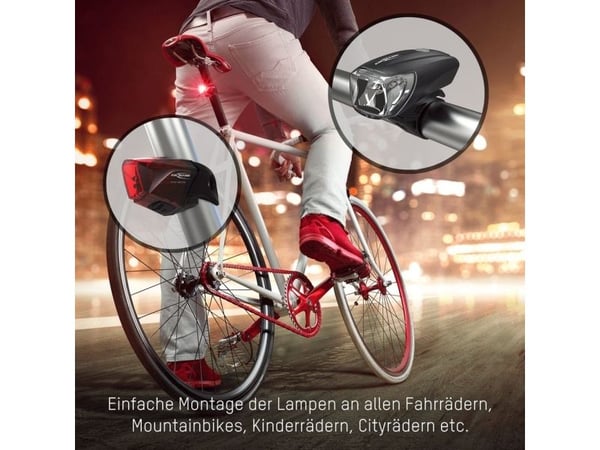 Ansmann 1600-0254, Frontlys + baklys (sett), Sort, Akrylonitril-butadien-styren (ABS), IPX4, LED, Rød/hvit