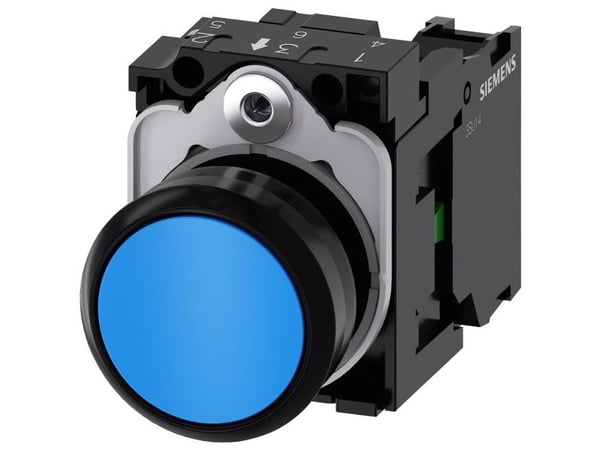 Siemens 3SU11000AB501BA0 3SU1100-0AB50-1BA0 Trykknap Frontring plastic, Betjeningsknap flad Blå 1 stk