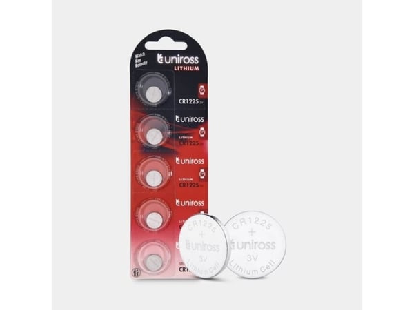 Uniross U5CR1225, Engangsbatteri, CR1225, Lithium, 3 V, 5 stykker, Sølv Uniross U5CR1225, Engangsbatteri, CR1225, Lithium, 3 V, 5 stykker, Sølv