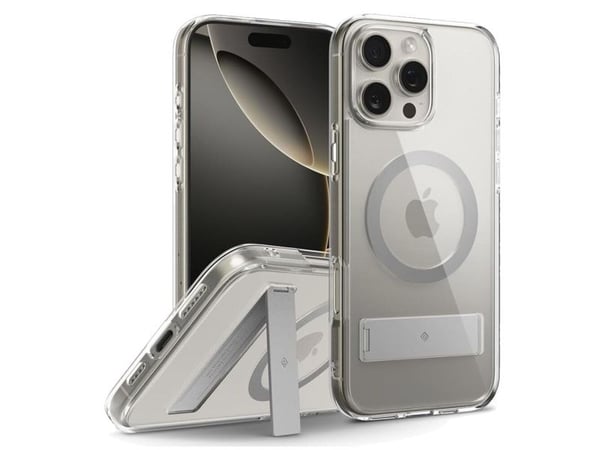 Caseology Capella Mag (Kickstand), Suojus, Apple, iPhone 16 Pro, 16 cm (6.3"), Harmaa, Läpinäkyvä