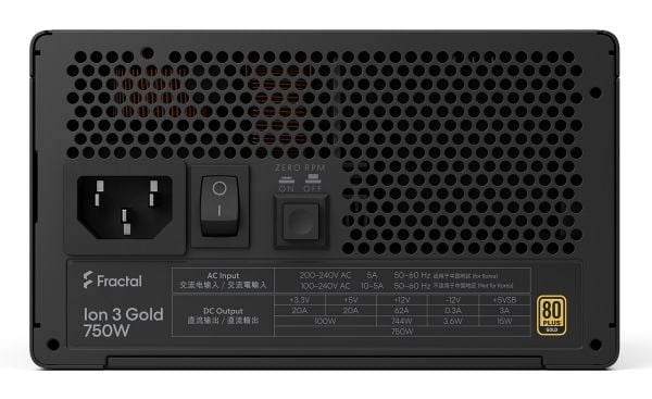 Fractal Design Ion 3 Gold - Strømforsyning (intern) - ATX12V 3.1 - 80 PLUS Gold - AC 100-240 V - 750 Watt - aktiv PFC - sort