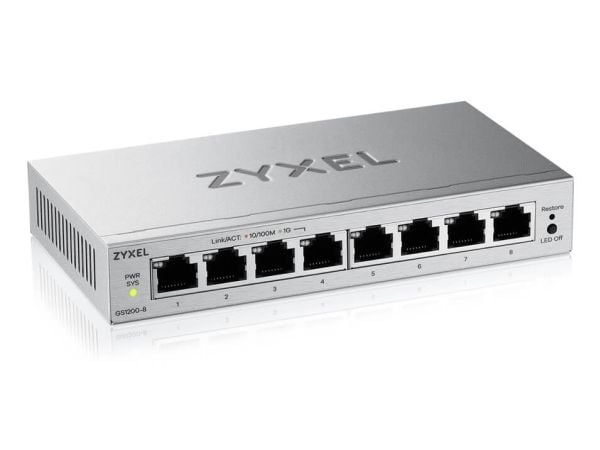 Zyxel GS1200 Series GS1200-8 - Switch - smart - 8 x 10/100/1000 - stasjonær
