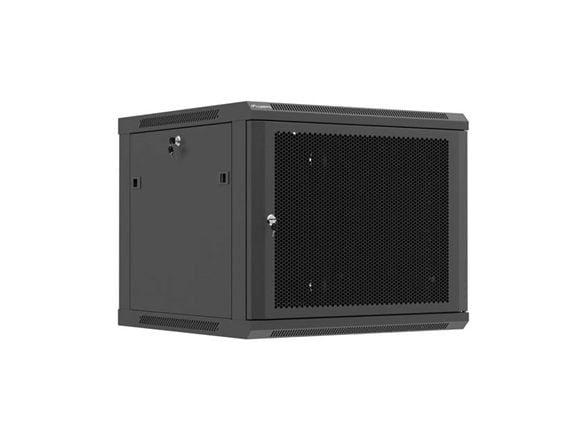 19" 9U 600X600 VEGGMONTERT INSTALLASJONSSKAP SVART PERFORERT DØR LANBERG (FLAT PAKKE)