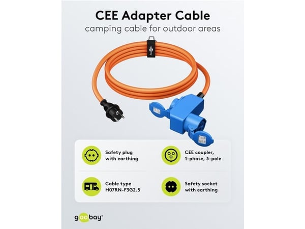 Goobay 76222, 1,5 m, CEE7/3, H07RN-F 3G2.5, 230 V
