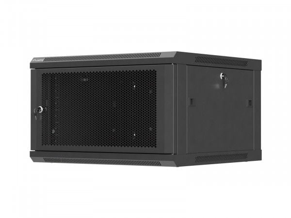 Lanberg WF01 Series - Rack skåp - 600x650, platt paket, med perforerad dörr - väggmontering - svart, RAL 9004 - 6U - 19"