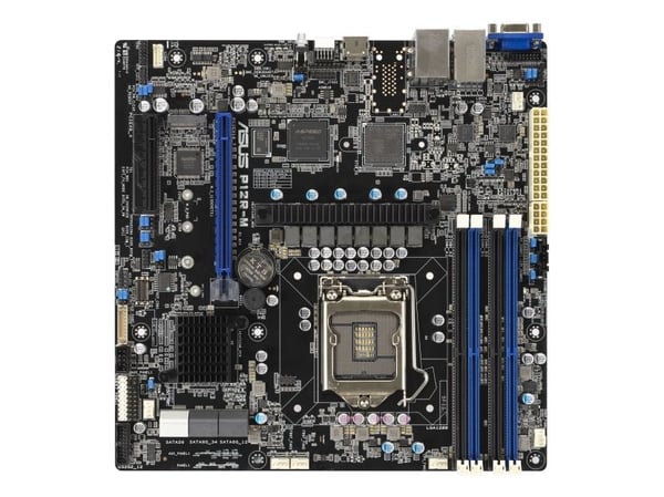 ASUS P12R-M - Hovedkort - micro ATX - LGA1200-sokkel - C252 Chipset - USB 3.2 Gen 2 - 2 x Gigabit LAN - innbygd grafikk