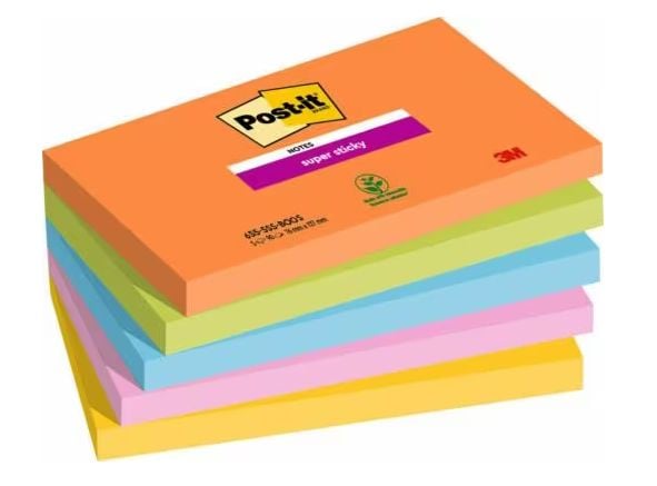 Post-It 7100258793, Rektangel, Blå, Grön, Orange, Rosa, Gul, Papper, 127 mm, 76 mm, 90 ark