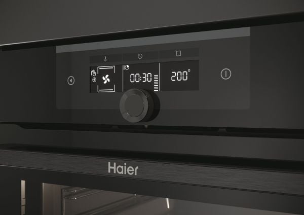 Haier I-Turn Series 2 HWO60SM2F3BH - Ovn - innebygd - fordypning - bredde: 56 cm - dybde: 56.1 cm - høyde: 59 cm - med selvrens - Klasse A+ - svart