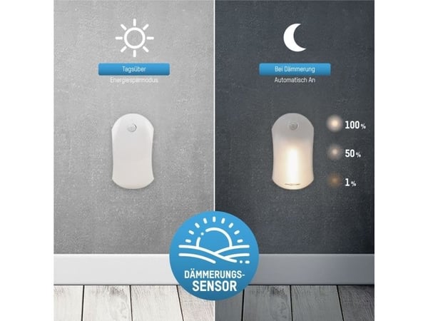 Ansmann NL25B, Pluggbart nattlys, Hvit, ABS, Polykarbonat (PC), Kjeller, Soverom, Korridor, Garage, Trapper, LED, 2 W