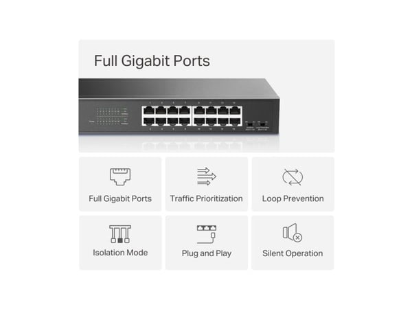 Mercusys MS116GS, Gigabit Ethernet (10/100/1000), Rack-montering