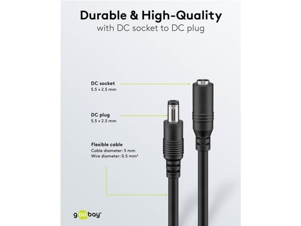 Goobay 76672, 1,5 m, 5,5 x 2,5 mm, 5,5 x 2,5 mm, 5 - 24 V