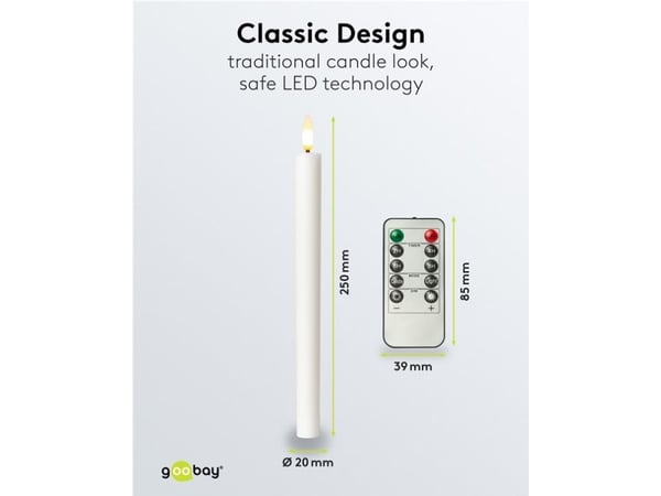 Goobay 77750, Figur, Hvit, Aluminium, Glass, Polykarbonat (PC), 2 timer, 8 timer, Stearinlys