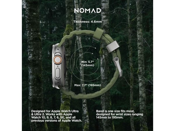 "Nomad Rocky Point-armbånd, natur/forest style - AW 49/45/44/42 mm