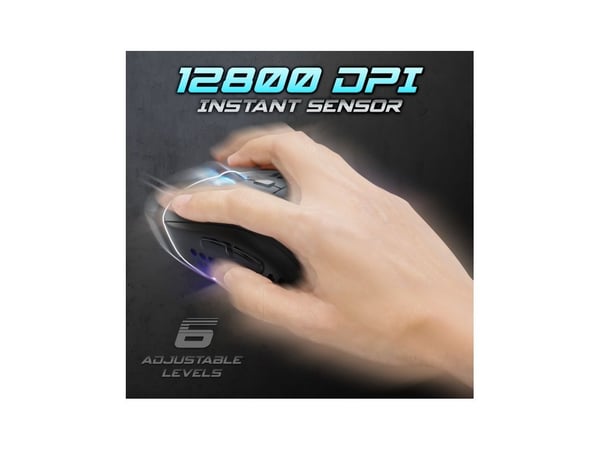 Spirit of Gamer PRO-M4 DARK, høyrehendt, optisk, USB Type-A, 12800 dpi, svart