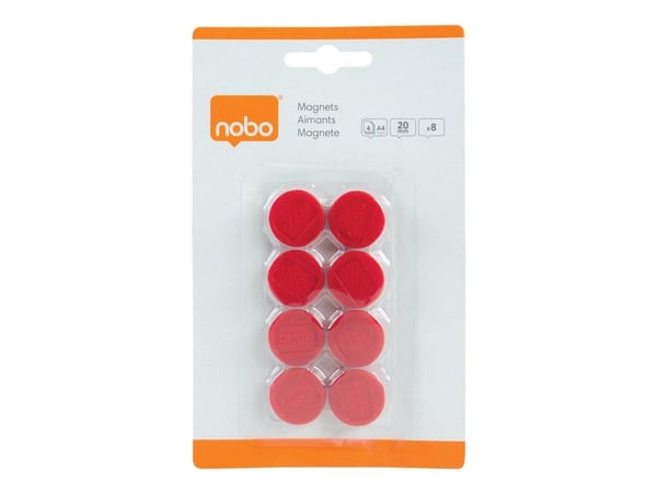 Nobo - Magnet - 2 cm diameter - rød (en pakke 8) - for P/N: 1900930, 1901043, 1902454, 1902455, Q18090MB, QB05442CD, QBPE1290, QBPE1812, QBPE9060
