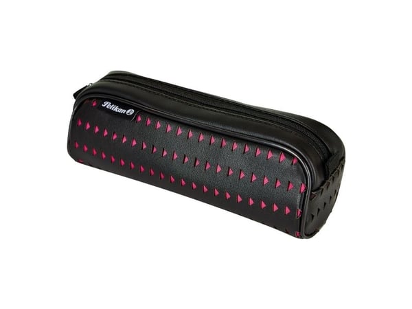 Pelikan pennal laserkuttet, svart / rosa laget av PU-materiale, delvis utstanset på utsiden, trendy - 1 stk (517638)