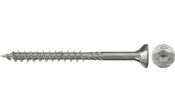 Fischer 657410, Ruuvipakkaus, Ruostumaton teräs, Puu, Osittainen kierre, Uppokanta, Torx