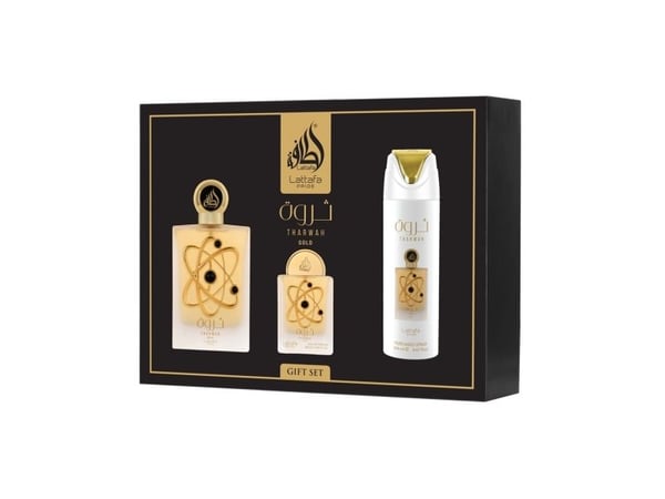 Lattafa Pride Tharwah Gold Lahjasetti Eau De Parfum 100ml + 20ml + Deodorantti 200ml Naiset Fragnance