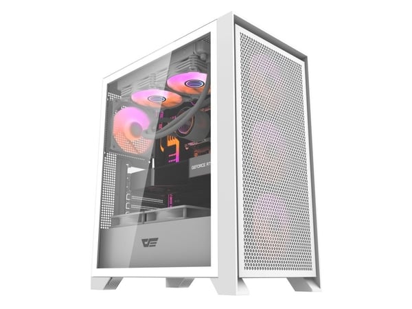 darkFlash DRX70 Mesh, Midi Tower, PC, Valkoinen, ATX, ITX, mikro ATX, Metalli, Karkaistu lasi, Pelaaminen